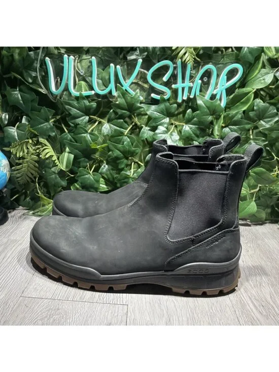 ECCO Track 25 Hydromax Black Chelsea Boot Water Repellent EU 50 Size 16- 16.5 US - Picture 4 of 10